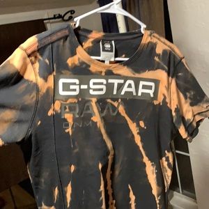 G-Star Raw bleach dye graphic logo tee